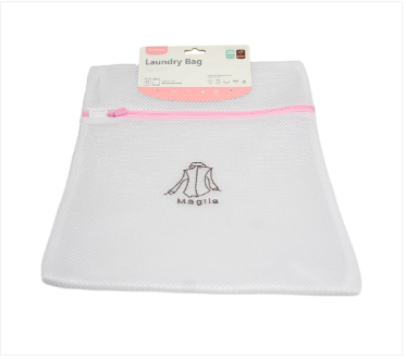 Fabric Beige White Laundry Bag Zip Mesh Small Underwear Items Bag 30 x 40cm