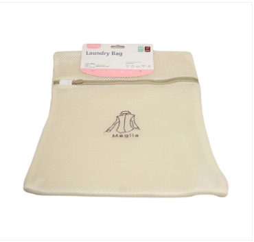 Fabric Beige White Laundry Bag Zip Mesh Small Underwear Items Bag 30 x 40cm