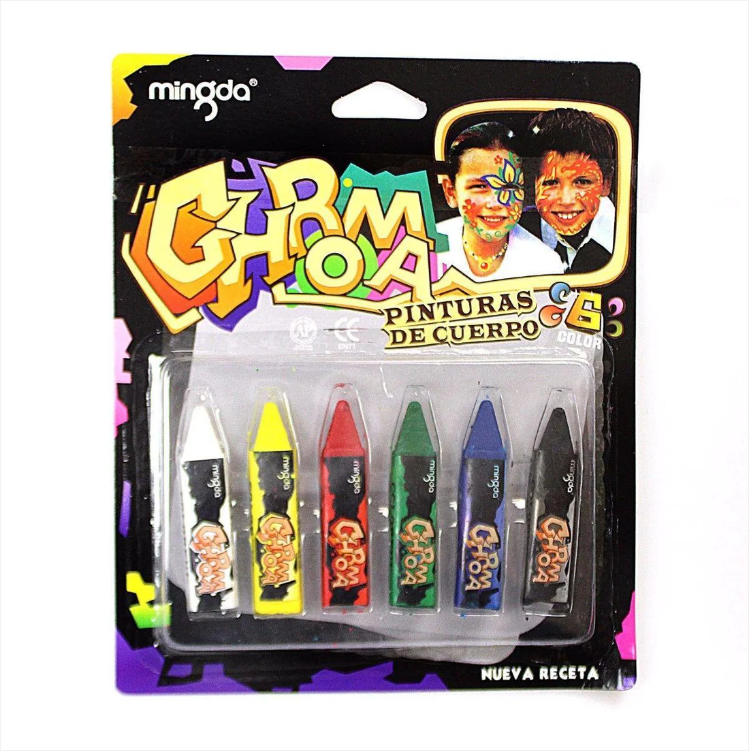 Face Decorating Crayons Pack Of 6 Assorted Colours