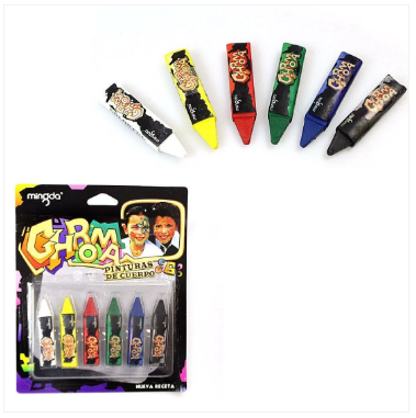 Face Decorating Crayons Pack Of 6 Assorted Colours