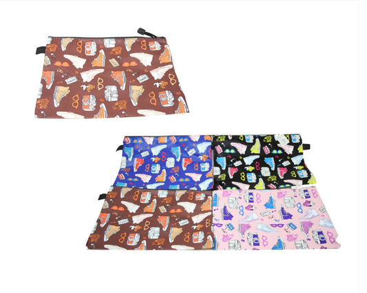 Fake Leather Pencil Case Shoe Print 28 x 20 cm Assorted Colours