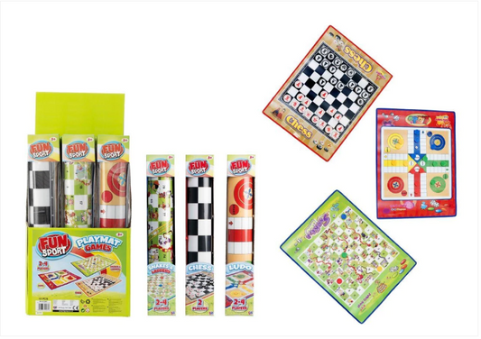 Family Fun And Games Play Mats Assorted Games Chess Ludo Snakes & Ladders