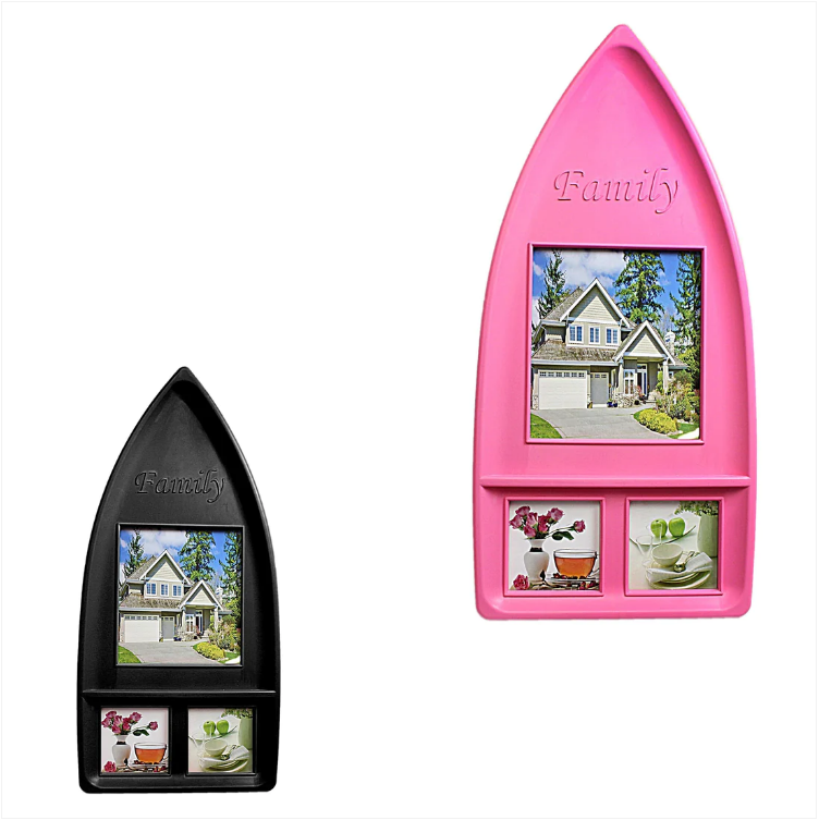 Family Picture Photo Frame Sledge Style White/ Black/ Pink 3 In 1
