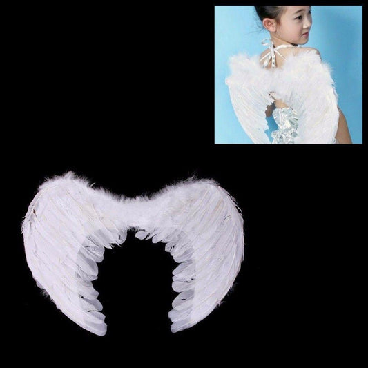 Fancy Dress Up Angel Feathered Wings With Elastic Straps 50cm