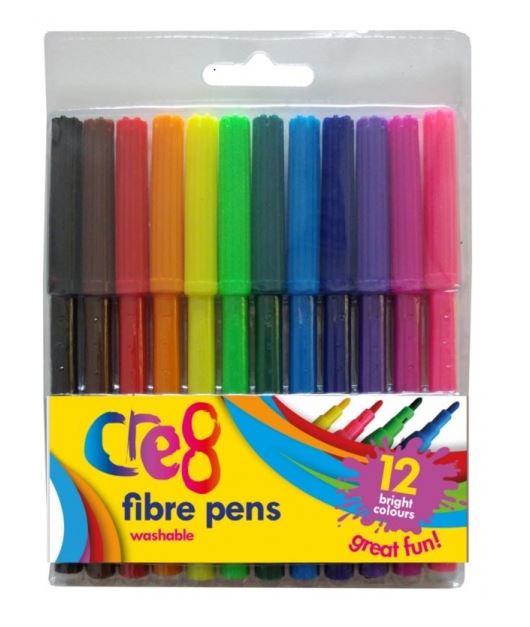 Fibre Pens, 12 Colours