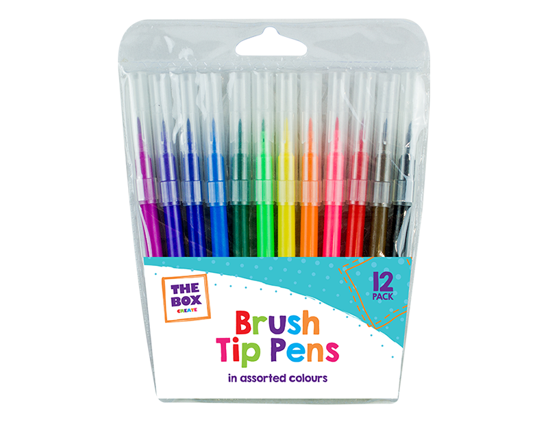 Fibre Tip Brush Pens - 12 Pack