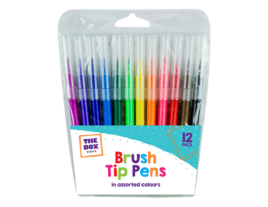 Fibre Tip Brush Pens - 12 Pack
