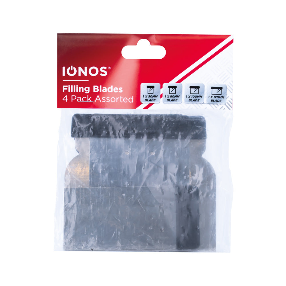 Filling Blades - steel blades - red plastic handles - 1 x 120mm/100mm/80mm/50mm - recycled plastic polybag - Ionos - 4 pk