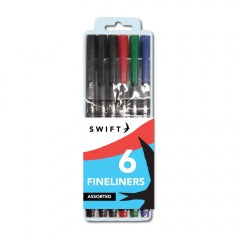 Fineliners, 6pk Assorted