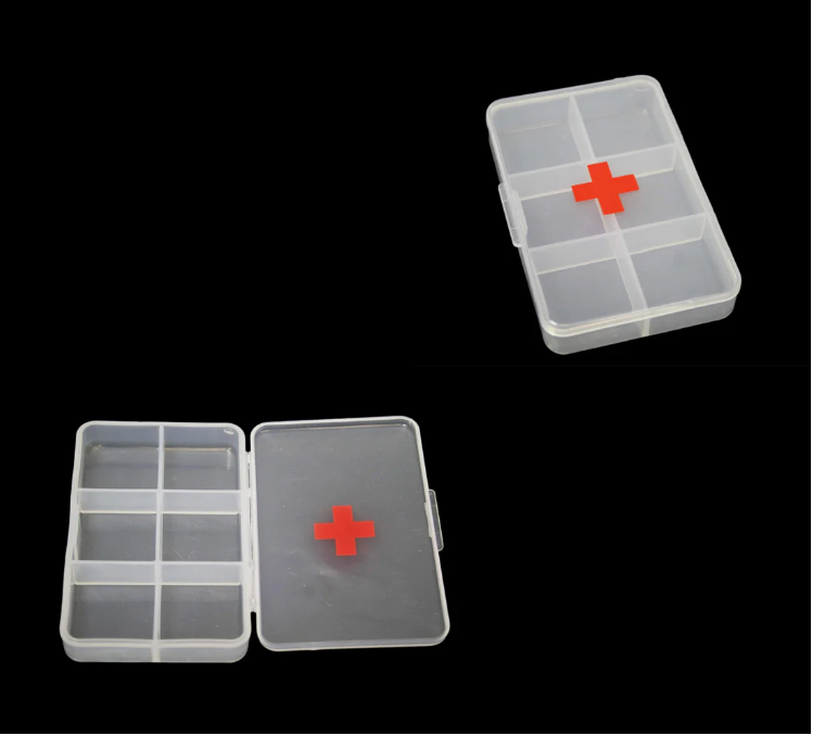 First Aid Pill Box Organiser Safety First Plastic Clear Pill Box 9 x 6cm