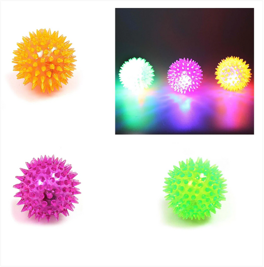 Flashing Light Up Sound & LED Spikey Ball Assorted Colours