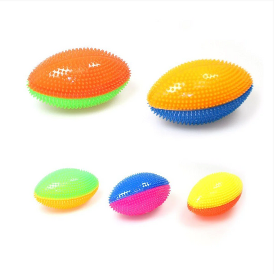 Flashing Rugby Ball Squeeze Toy, Sensory Toy, Stress Relief, Party Bag, ADHD