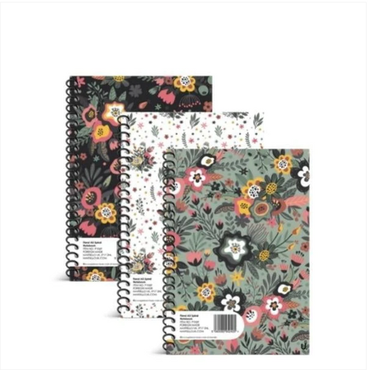 Floral A5 Spiral Notebook School Assorted Designs