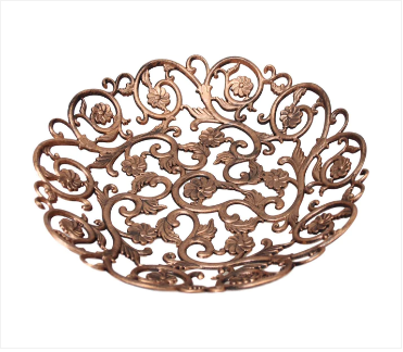 Floral Moroccan Style Vintage Plastic Bronze Silver Gold Serving Tray 27cm