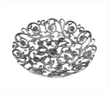 Floral Moroccan Style Vintage Plastic Bronze Silver Gold Serving Tray 27cm