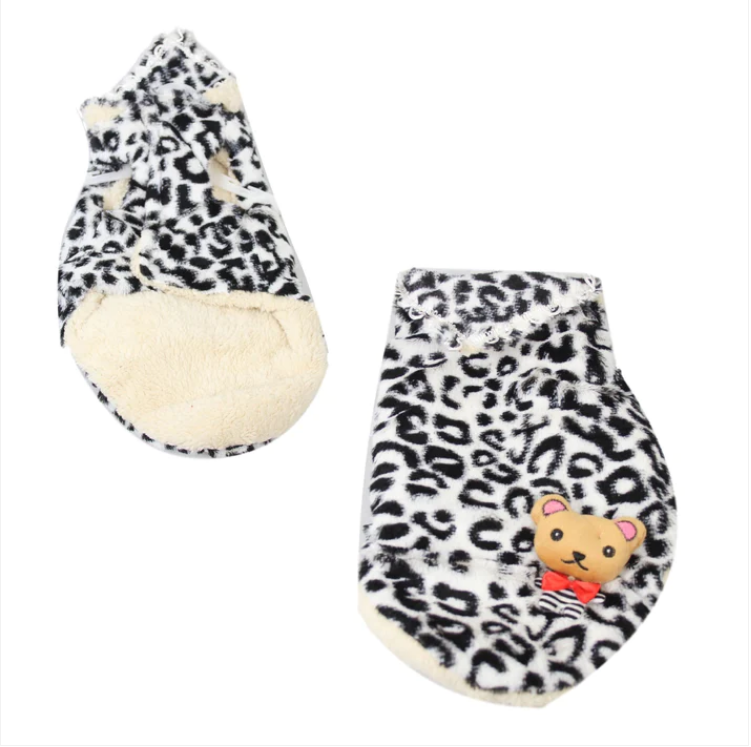 Fluffy Soft Zebra Print Dogs Jacket With Teddy Cute Ribbon 17cm Chest