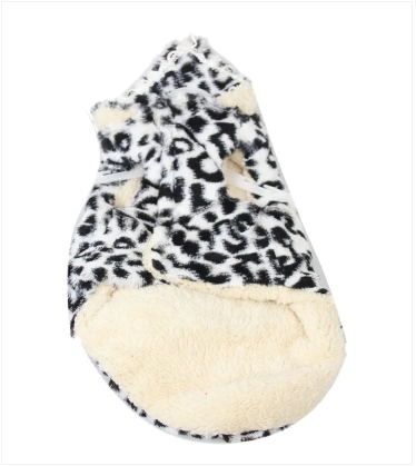 Fluffy Soft Zebra Print Dogs Jacket With Teddy Cute Ribbon 17cm Chest
