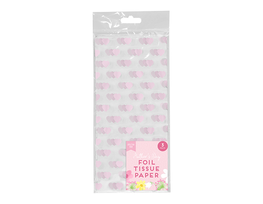 Foil Heart Tissue Paper 3 Sheet