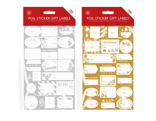 Foiled Christmas Gift Labels - 100 Pack