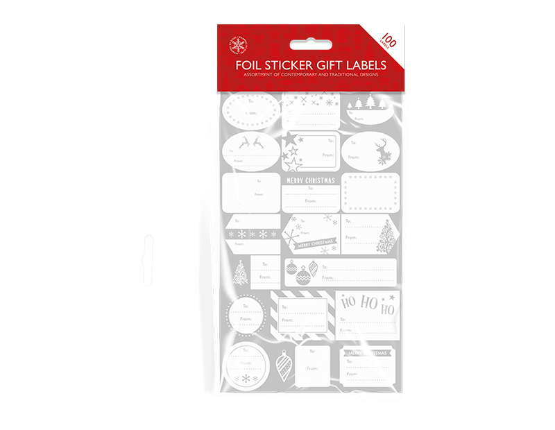Foiled Christmas Gift Labels - 100 Pack