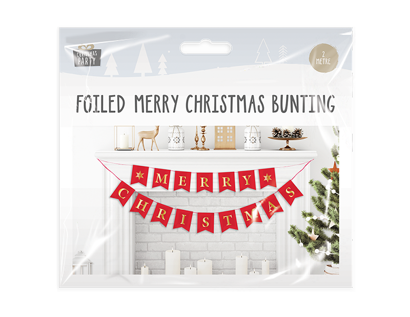 Foiled Merry Christmas Bunting 2m