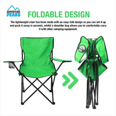Foldable Camping Chair 50 x 50 x 80 cm Green