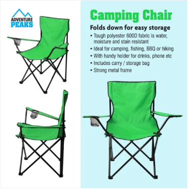 Foldable Camping Chair 50 x 50 x 80 cm Green
