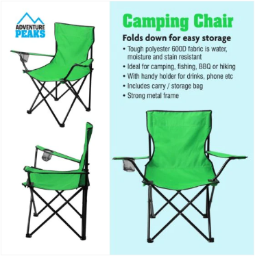 Foldable Camping Chair 50 x 50 x 80 cm Green