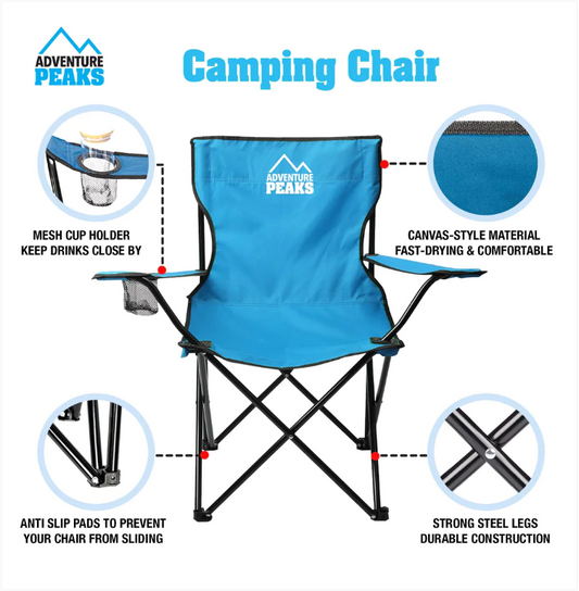 Foldable Camping Chair with Carry Bag 50 x 50 x 80 cm Blue