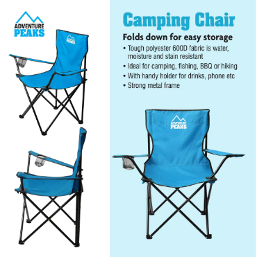 Foldable Camping Chair with Carry Bag 50 x 50 x 80 cm Blue