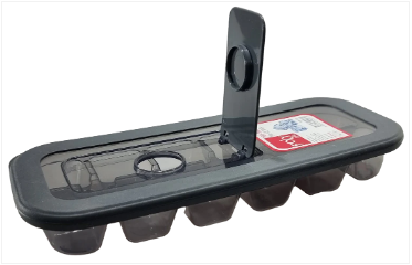 Foly Ice Box Tray Black with Pouring Plastic Lid 12 Ice Cubes