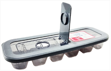 Foly Ice Box Tray Black with Pouring Plastic Lid 12 Ice Cubes