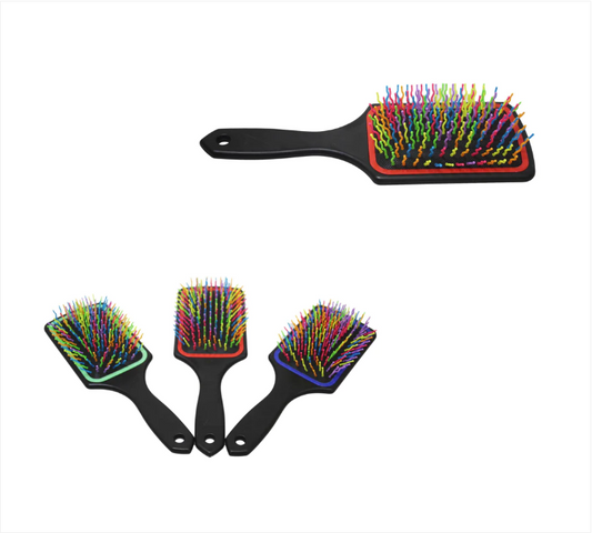 Frizzly Hair Brush Men's Ladies Tangle Free Multicoloured Hair Brush 24cm x 8cm