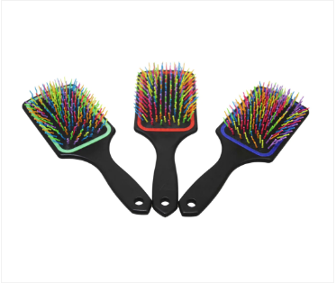 Frizzly Hair Brush Men's Ladies Tangle Free Multicoloured Hair Brush 24cm x 8cm