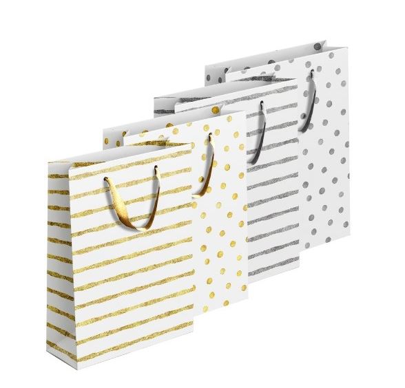Gold & Silver Patterned Giftbag Large, 26x36x10cm