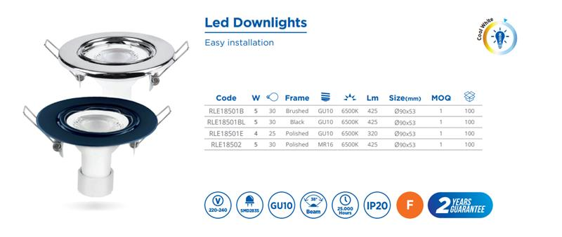GU10 LED SET POLISHED CHROME, 4W, 425LM, 6500K, IP20