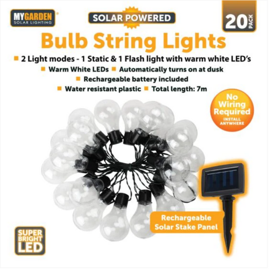 Garden Bulb String Lights 20 Pack 7 Metre White LED