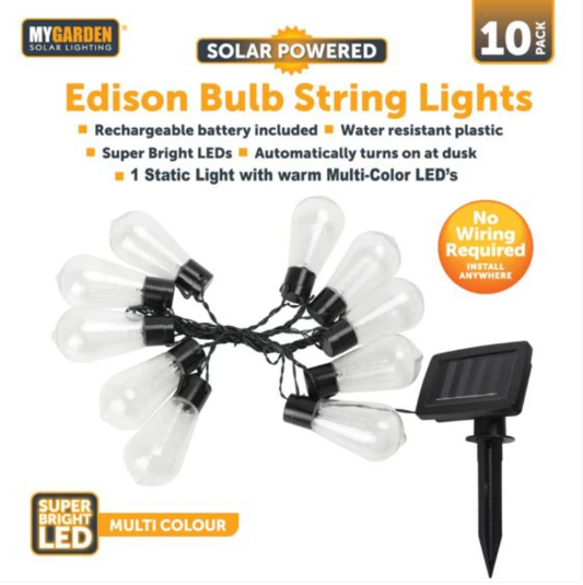 Garden Edison Bulb String Lights 10 Pack 2.25 Metre Multicolour LED