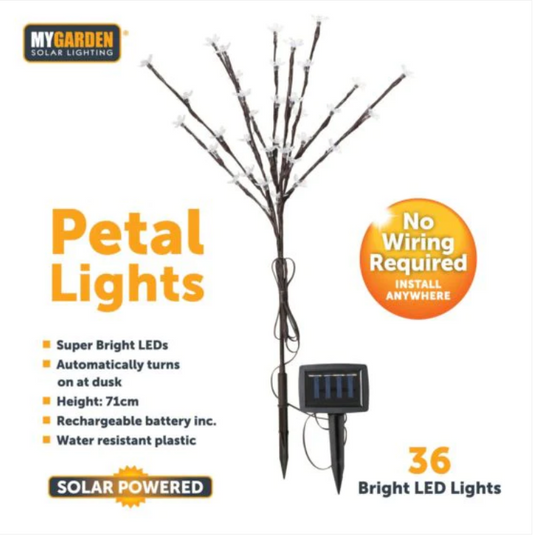Garden Solar Powered Petal Lights Bright White 71cm 36 LED