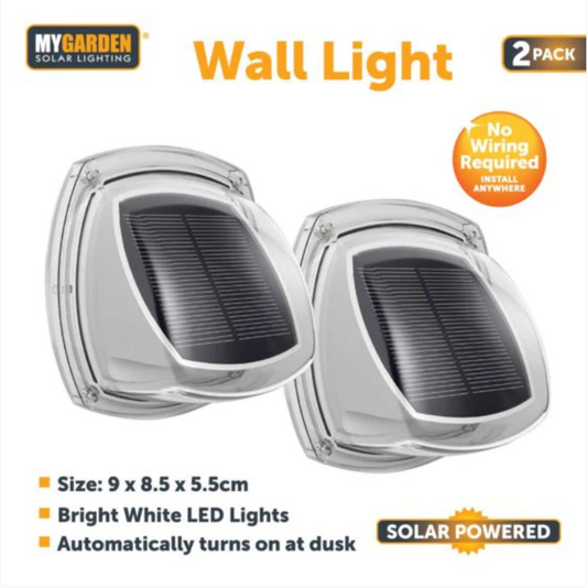 Garden Solar Powered Wall Light 2 Pack 9 x 8.5 x 5.5 cm