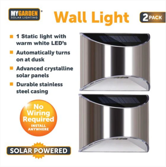 Garden Solar Powered Wall Light 2pk 10 x 8 x 5 cm