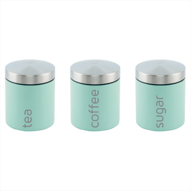 Gems Airtight Food Canister Set 3 Piece Seafoam 10 x 12 cm