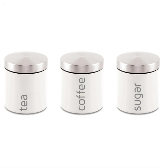 Gems Airtight Food Canister Set 3 Piece Silk White 10 x 12 cm