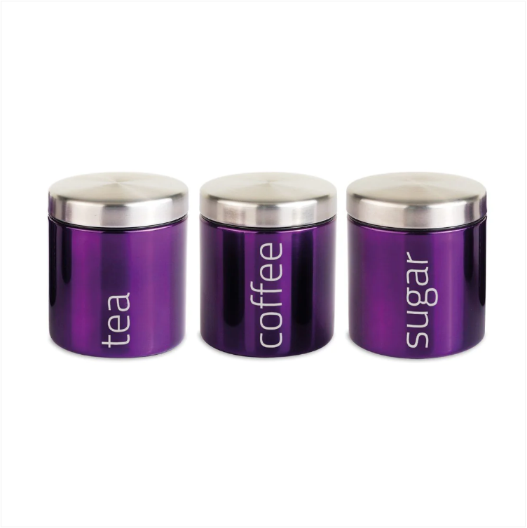 Gems Airtight Food Canister Set 3pc Amethyst 10 x 12cm