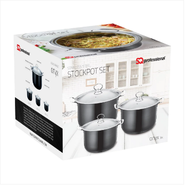 Gems Stainless Steel Stockpot Set 3PC Onyx 5780 10-12.30-14.60L