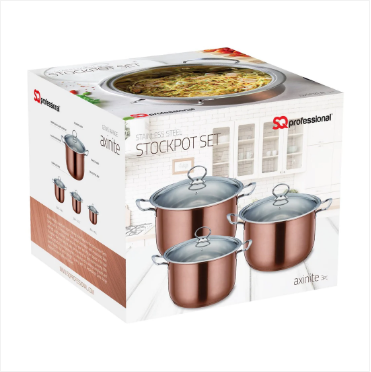 Gems Stainless Steel Stockpot Set 3pc Axinite 26-28-30cm