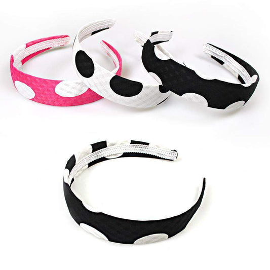 Girls Fancy Fabric Stylish Hair Head Band Polka Dot Design Assorted Colours