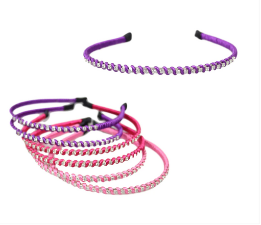 Girls Fancy Fabric Stylish Hair Head Band with Gems Assorted Colours