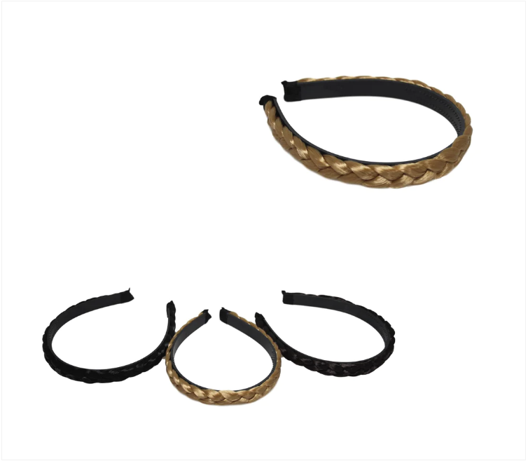 Girls Fancy Stylish Hair Head Band Braided Faux Hair 15cm Assorted Colours