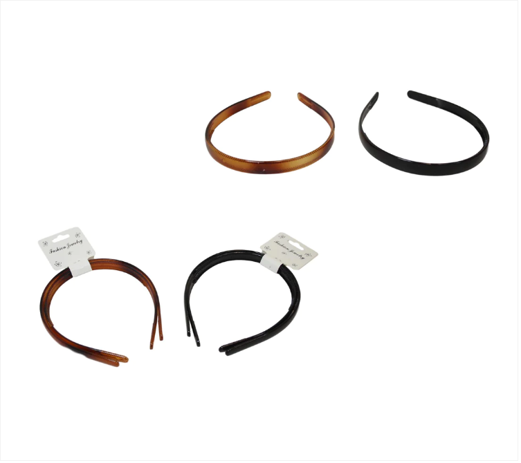 Girls Fancy Stylish Hair Head Band Plain Design 1.3cm Pack of 2 Assorted Colours